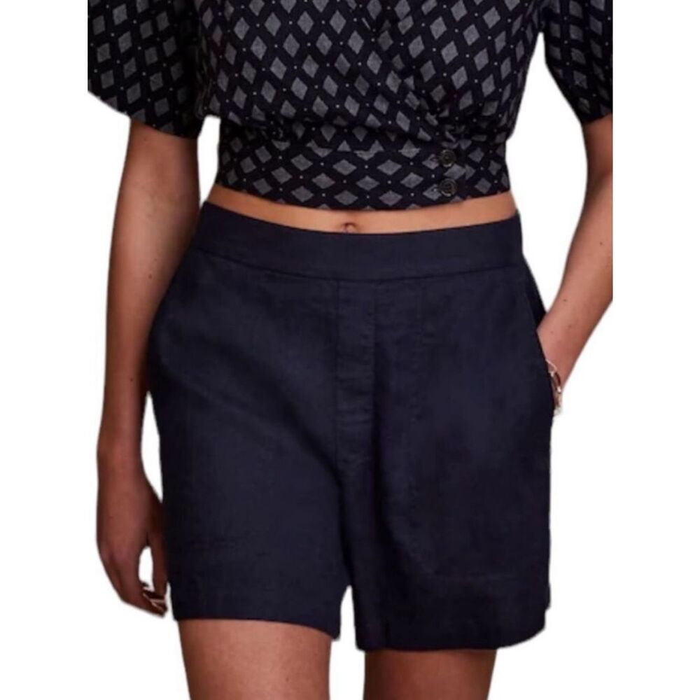 Banana Republic Women's Navy Tailored Linen-Blend Shorts
